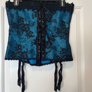 Frederick's Sexy Floral Lace Corset & Garter Sz 36 Renaissance Regency Intimate